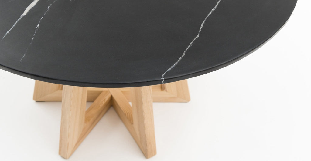 CHANTILLY DINING TABLE - LIGHT ASH & NERO MARQUINA MARBLE - THE LOOM COLLECTION