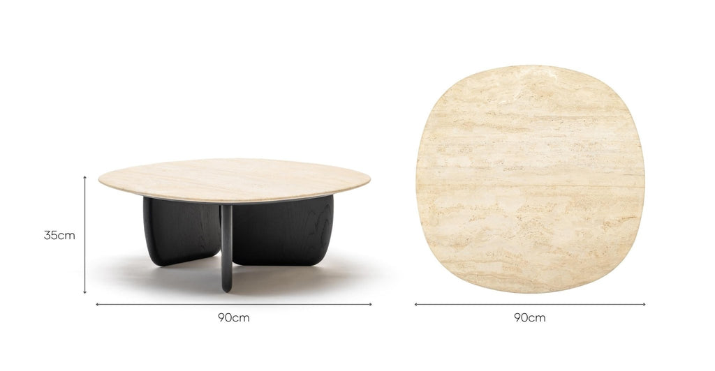 EDEN COFFEE TABLE 90 - BLACK OAK & TRAVERTINE - THE LOOM COLLECTION