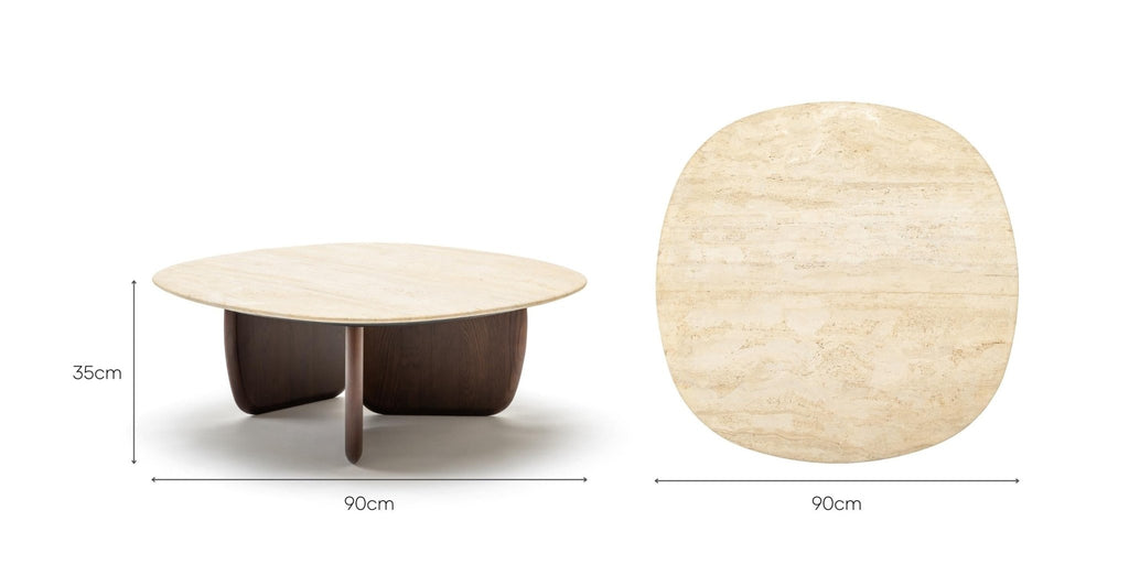 EDEN COFFEE TABLE 90 - SMOKED OAK & TRAVERTINE - THE LOOM COLLECTION