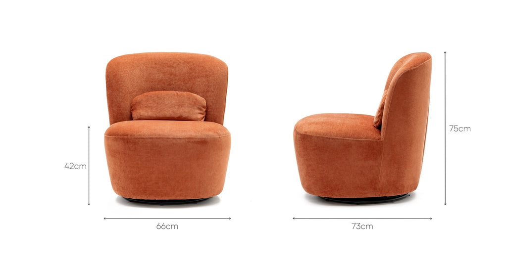 ERIN SWIVEL ACCENT CHAIR - RUST VELVET - THE LOOM COLLECTION