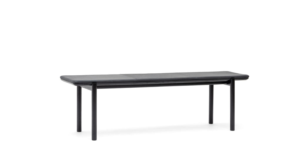FOLK BENCH - BLACK OAK & COAL LEATHER - THE LOOM COLLECTION