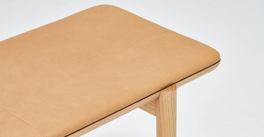 FOLK BENCH - LIGHT OAK & CANYON LEATHER - THE LOOM COLLECTION
