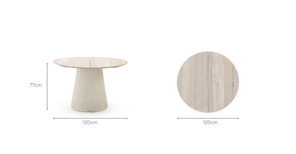 GIRONA DINING TABLE - AGE TEAK & STONEWHITE - THE LOOM COLLECTION