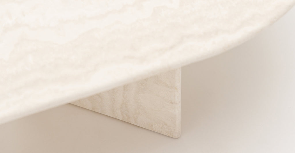 HAVEN OVAL COFFEE TABLE - WHITE TRAVERTINE - THE LOOM COLLECTION