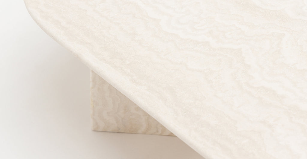 HAVEN OVAL COFFEE TABLE - WHITE TRAVERTINE - THE LOOM COLLECTION