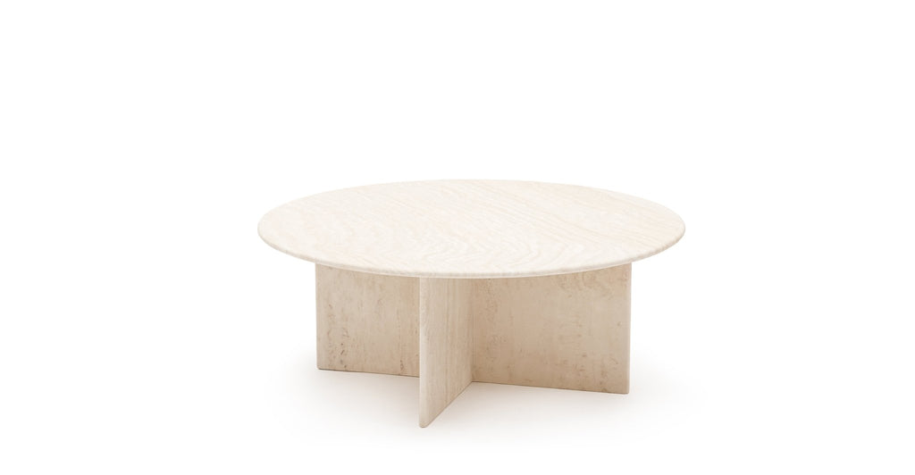 HAVEN ROUND COFFEE TABLE - WHITE TRAVERTINE - THE LOOM COLLECTION