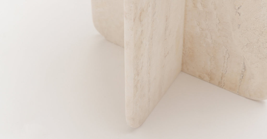 HAVEN ROUND SIDE TABLE - WHITE TRAVERTINE - THE LOOM COLLECTION