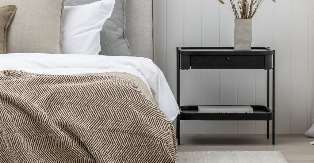 HUMLA SIDE TABLE WITH STORAGE - BLACK OAK - THE LOOM COLLECTION