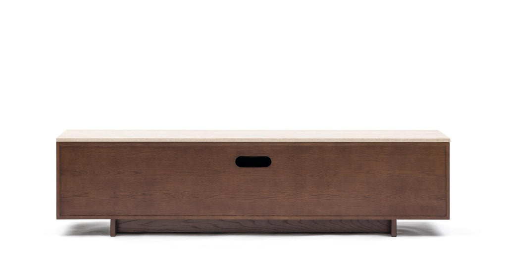 KAMI 220 ENTERTAINMENT UNIT - SMOKED OAK & TRAVERTINE - THE LOOM COLLECTION