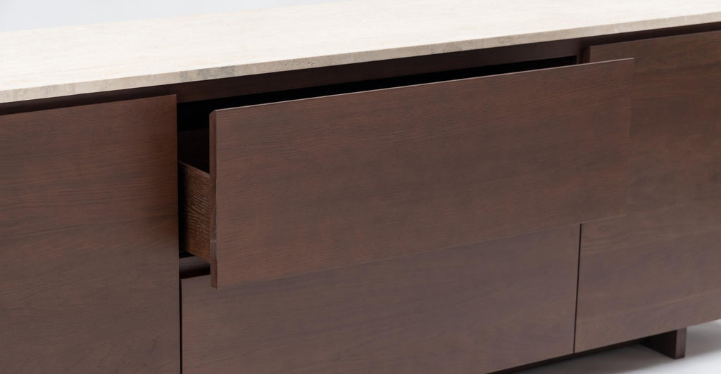 KAMI 220 SIDEBOARD - SMOKED OAK & TRAVERTINE - THE LOOM COLLECTION