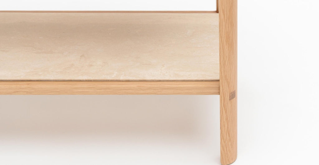 NELL CONSOLE - LIGHT OAK & TRAVERTINE - THE LOOM COLLECTION