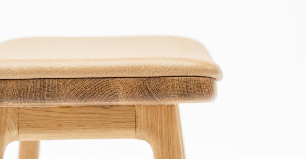 ODD LOW STOOL - LIGHT OAK & MONTANA CANYON LEATHER - THE LOOM COLLECTION