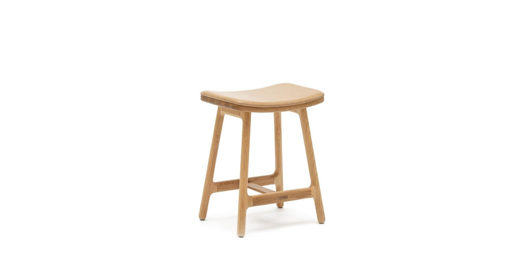 ODD LOW STOOL - LIGHT OAK & MONTANA CANYON LEATHER - THE LOOM COLLECTION