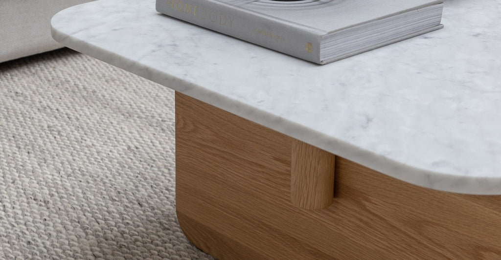 PIVOT COFFEE TABLE - LIGHT OAK & MARBLE - THE LOOM COLLECTION