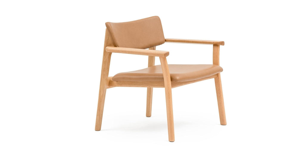 POISE LOUNGE CHAIR - LIGHT OAK & PECAN LEATHER - THE LOOM COLLECTION