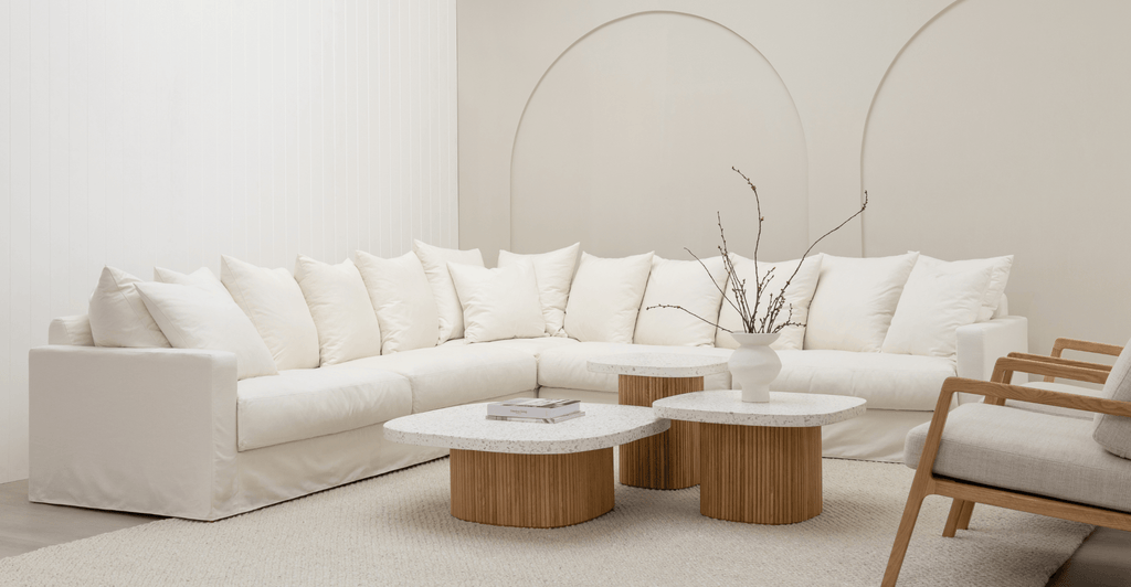SLOOPY CORNER SECTIONAL SOFA - SUMMER IVORY.