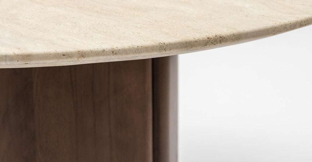 TATHRA 125 TABLE - SMOKED OAK & TRAVERTINE - THE LOOM COLLECTION