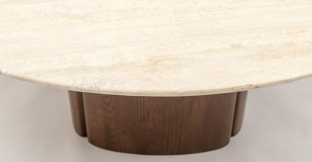 TATHRA 155 TABLE - SMOKED OAK & TRAVERTINE - THE LOOM COLLECTION