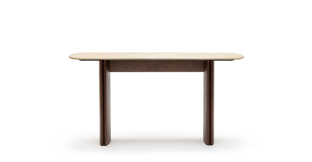 TATHRA CONSOLE - SMOKED OAK & TRAVERTINE - THE LOOM COLLECTION
